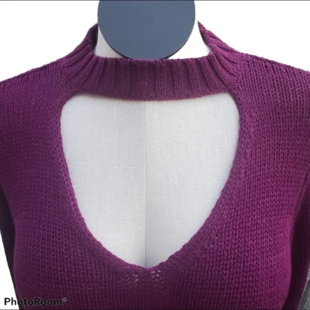 Torrid Plum RIBBED KNIT‎ CUTOUT NECK SWEATER